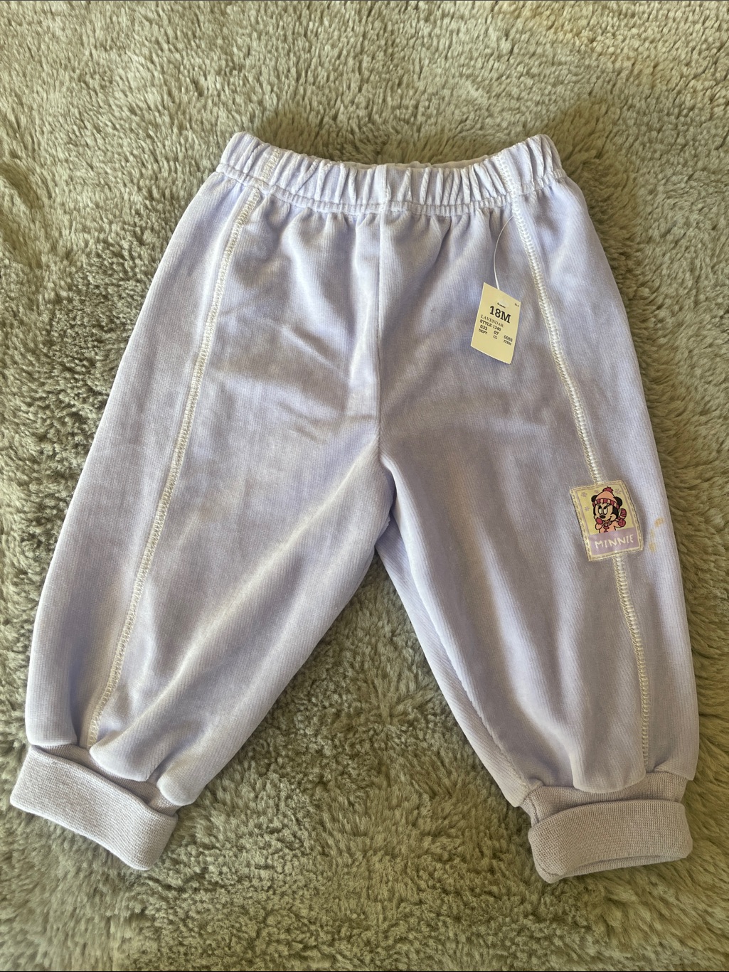 Vintage Disney Lavender Minnie Mouse Jogger Pants Sz 18m New